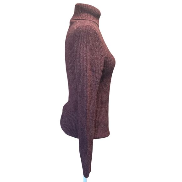 Naked Cashmere 100% Cashmere Ribbed Turtleneck Sweater – Plum Burgundy – Size L - Picture 3 of 6